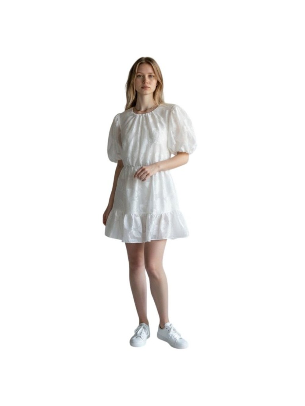Anthropologie Aureta White Puff Sleeve Mini Dress bridal  NWT - Size S
